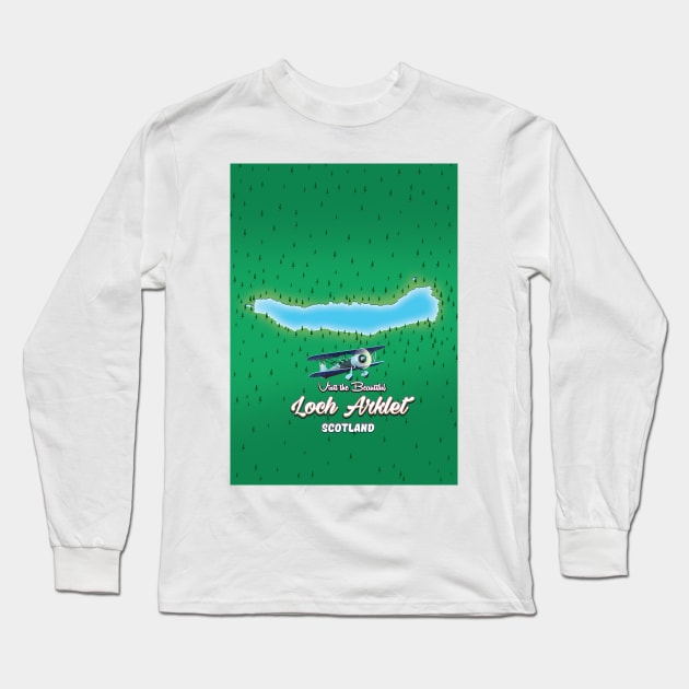 loch Arklet Scotland map Long Sleeve T-Shirt by nickemporium1